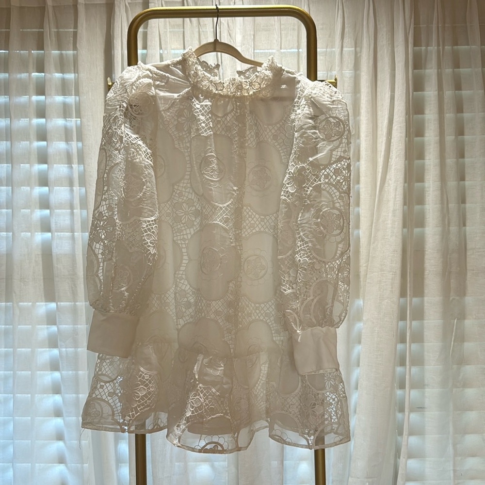 Karlie Lace Ruffle Hem Dress
